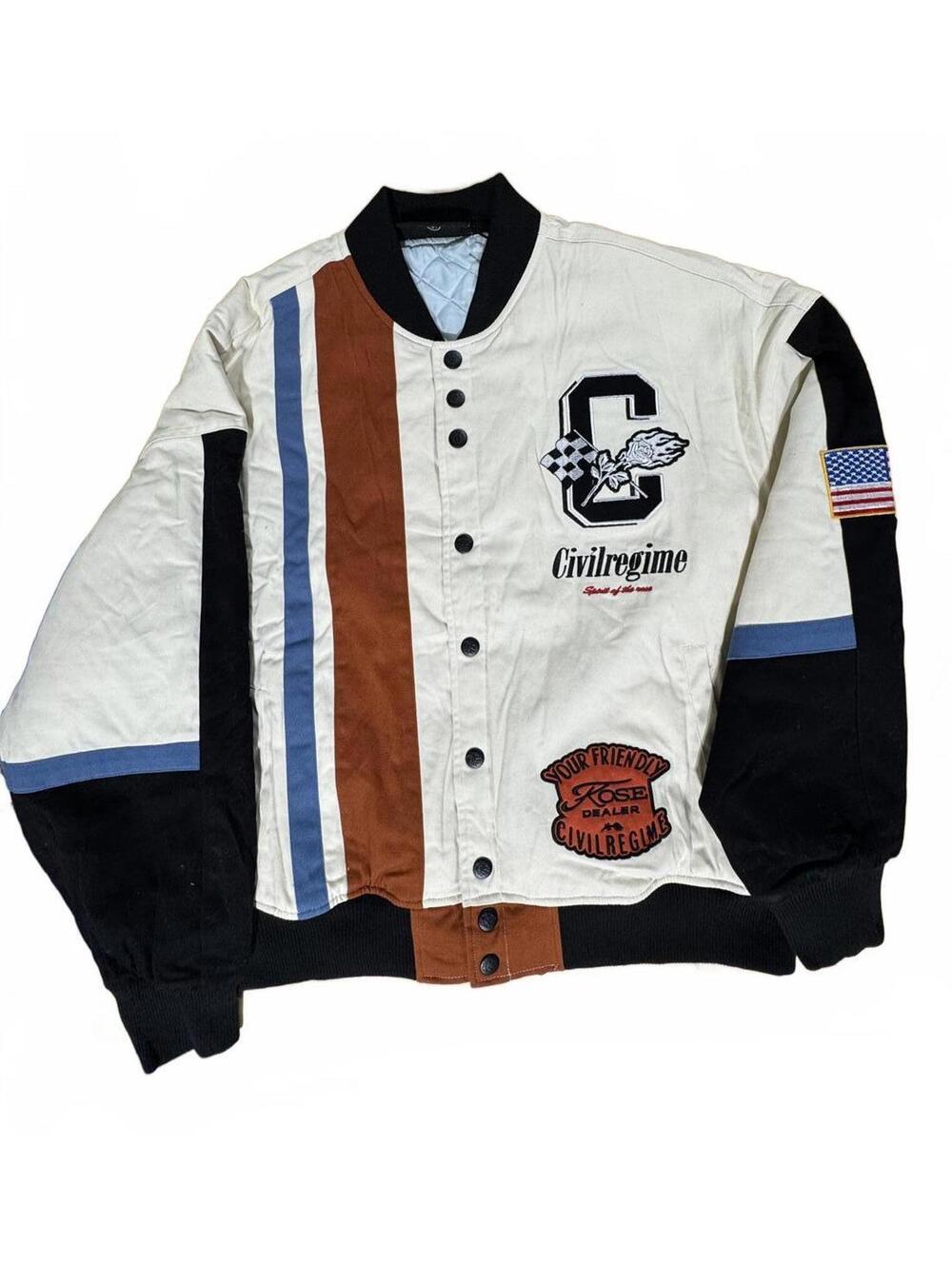 Civil Regime Rose Dealer Racing Jacket in Cream
